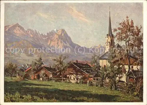 Sollmann Paul Garmisch Partenkirchen Fuggerwiese Kat. Kuenstlerkarte