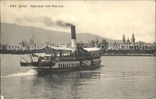 Dampfer Binnenschifffahrt Zuerich Alpenquai  Kat. Schiffe