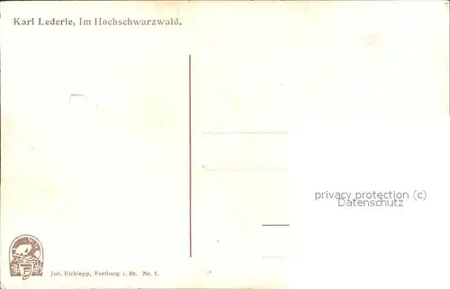 Lederle Karl Nr. 7 Schwarzwaldhaus Elchlepp Verlag Kat. Schwarzwaldkuenstler