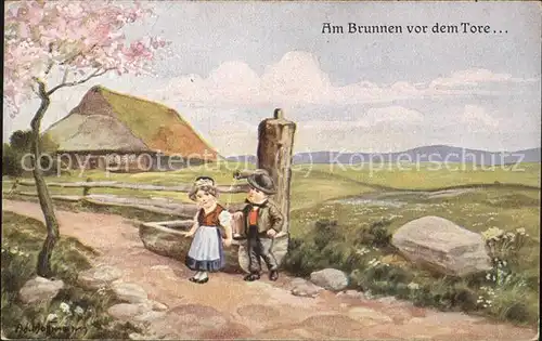 Hoffmann Ad. Nr. 5353 Am Brunnen vor dem Tore  Kat. Kuenstlerkarte