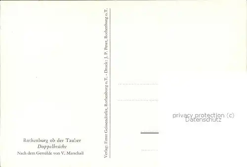 Marschall Vinzenz Rothenburg ob der Tauber Doppelbruecke  Kat. Kuenstlerkarte