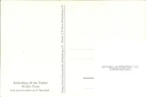 Marschall Vinzenz Rothenburg ob der Tauber Weisser Turm  Kat. Kuenstlerkarte