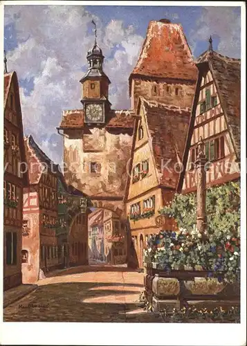 Ohmayer Max Nr. 1 Rothenburg o. T. Markusturm Kat. Kuenstlerkarte