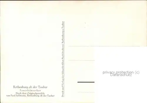 Sollmann Paul Rthenburg o.d. Tauber Feuerleinserker Kat. Kuenstlerkarte