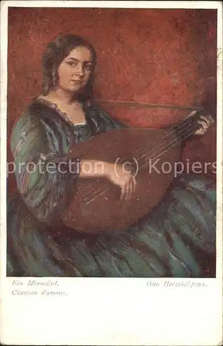 Verlag Wiener Kunst Nr. 1847 Otto Herschel Ein Minnelied Mandoline Kat. Verlage