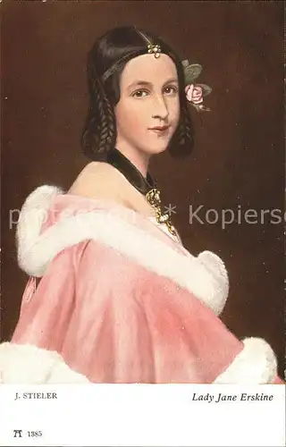 Verlag Ackermann Kuenstlerpostkarte Nr. 1385 Lady Jane Erskine J. Stieler  Kat. Verlage