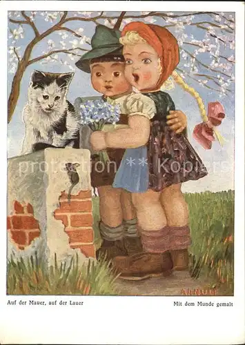 Arnulf Nr. 129 Kinder Katze Maus Mauer  Kat. Kuenstlerkarte