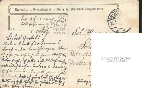 Auguste Victoria Kaiserin Stiftung des Deutschen Kriegerbundes  Kat. Adel Preussen