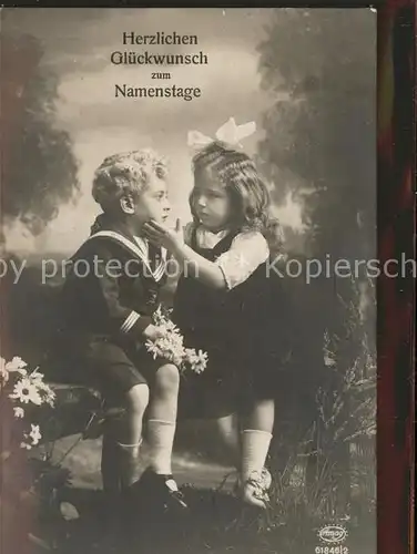 Verlag Amag Nr. 61846/2 Namenstag Kinder Matrosenanzug Blumen  / Albrecht & Meister AG /
