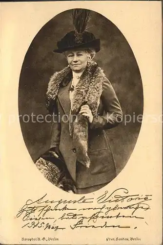 Auguste Victoria Kaiserin Feldpostkarte Kriegsbuecherspende  Kat. Adel Preussen