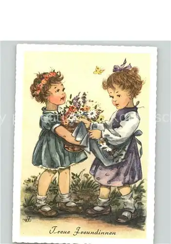 kk89043 Kinder Child Enfants Schmetterling Blumen Freunde Kategorie. Kinder Alte Ansichtskarten