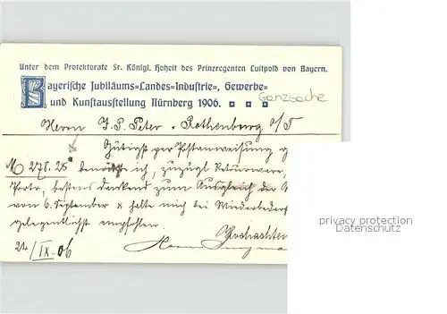 Ausstellung Bayr Landes Nuernberg 1906 Luitpold von Bayern Loewe  Kat. Expositions