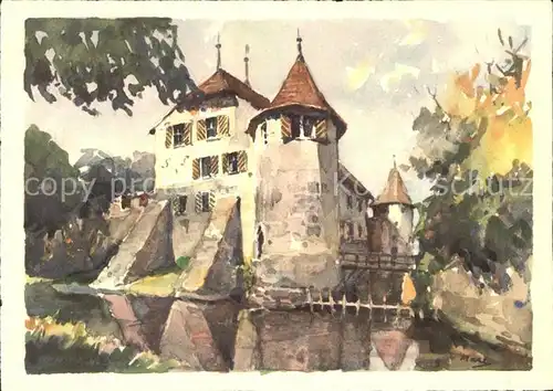 Kuenstlerkarte Schloss Zeichnung Kat. Kuenstlerkarte