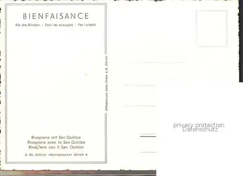 Bienfaisance Rivapiana San Quirico X. 32. Edition