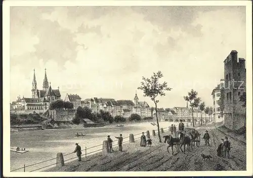 Kuenstlerkarte Basel Pferdewagen L. Rohbock delt. Umbach sculp. Die Schweiz vor 100 Jahren 2. Serie Bild 1 Kat. Kuenstlerkarte