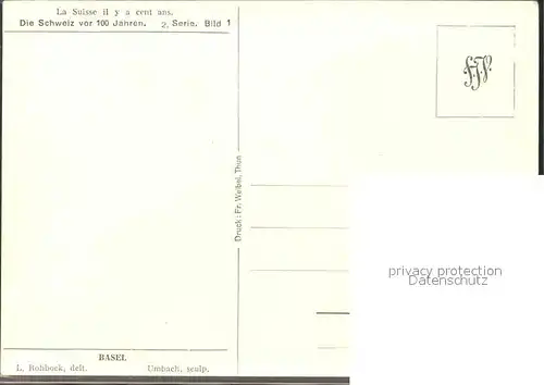 Kuenstlerkarte Basel Pferdewagen L. Rohbock delt. Umbach sculp. Die Schweiz vor 100 Jahren 2. Serie Bild 1 Kat. Kuenstlerkarte