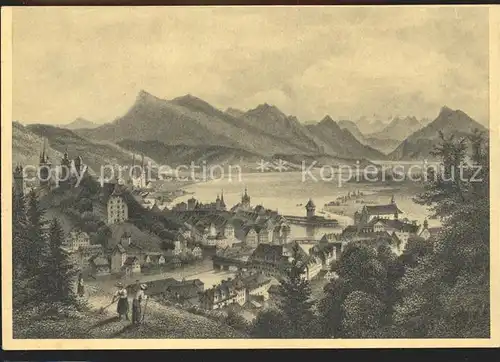 Kuenstlerkarte Luzern Lucerne L. Rohbock delt. J. Poppel sculp.  Kat. Kuenstlerkarte