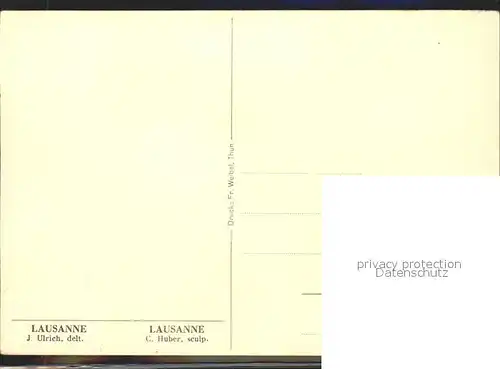 Kuenstlerkarte Lausanne J. Ulrich delt. C. Huber sculp. Kat. Kuenstlerkarte