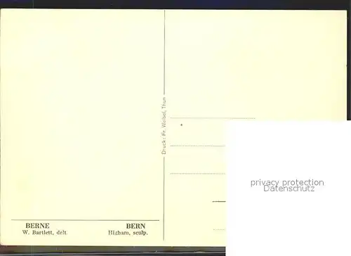 Kuenstlerkarte Bern Berne W. Bartlett delt. Higham sculp. Kat. Kuenstlerkarte