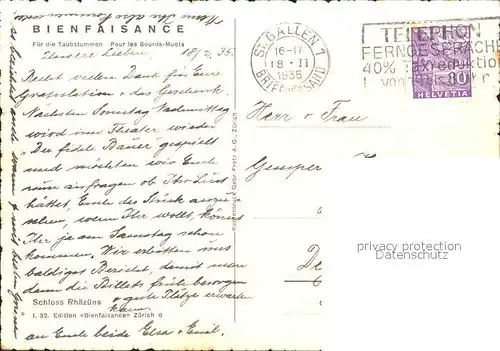 Radierung Strauss Schloss Rhaezuens I. 32. Edition Bienfaisance  / Druckereigewerbe /