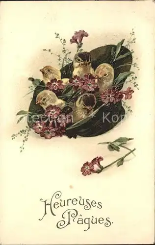 Ostern Easter Paques Kueken Hut Blumen Amag-Verlag Nr. 1575 / Greetings /