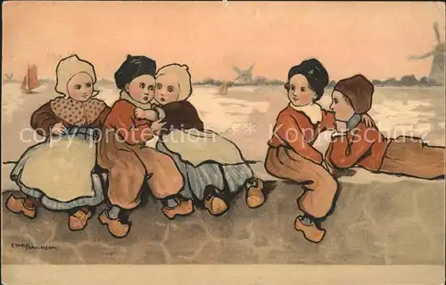 Kinder Hollandtracht Kuenstlerkarte Ethel Parkinson Nr. 210 Kat. Kinder