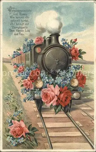 Lokomotive Rosen Veilchen Gedicht  Kat. Eisenbahn