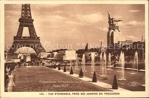 Exposition Internationale Paris 1937 Vue D Ensemble Jardin du Trocadero  Kat. Expositions