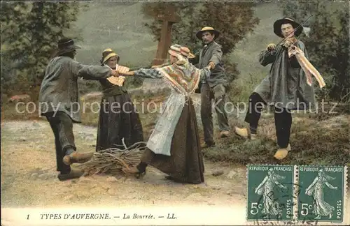 Tanz Taenzer Geige Types d'Auvergne La Bourree  / Tanz /
