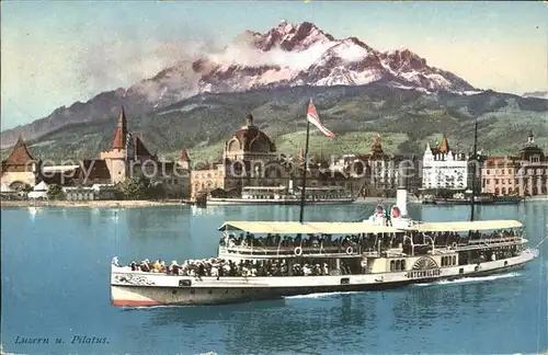 Dampfer Seitenrad Unterwalden Luzern Pilatus  Kat. Schiffe