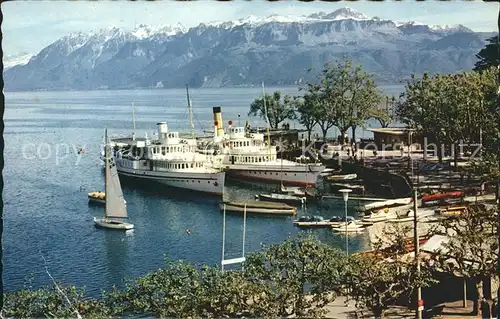 Dampfer Binnenschifffahrt Segelboot Ouchy Lausanne Port Alpes de Savoie Kat. Schiffe