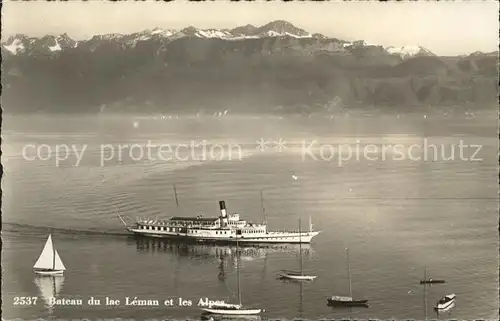 Dampfer Seitenrad Lac Leman Alpes Segelboot  Kat. Schiffe