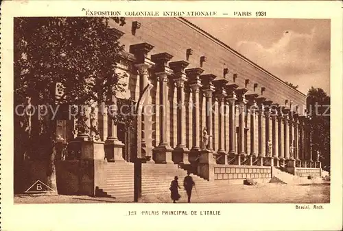 Exposition Coloniale Paris 1931 Palais principal de l Italie Kat. Expositions