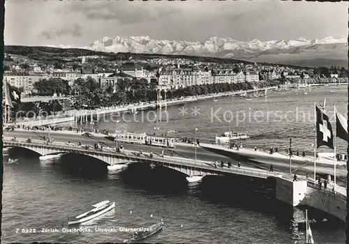 Strassenbahn Zuerich Quaibruecke Utoquai Glarneralpen Kat. Strassenbahn