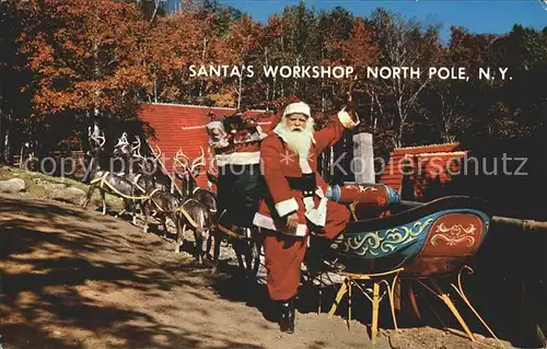 Weihnachtsmann Nikolaus Rentierschlitten Santa's Workshop  North Pole / Greetings /