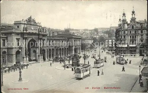 Strassenbahn Zuerich Bahnhofplatz Kat. Strassenbahn