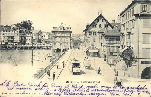 Strassenbahn Rathhausquai Zuerich Kat. Strassenbahn