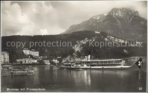 Dampfer Seitenrad Unterwalden Brunnen Fronalpstock Kat. Schiffe