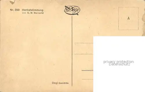 Kuenstlerkarte G. M. Meinzold Herbststimmung Nr. 350 Baeume Kat. Kuenstlerkarte