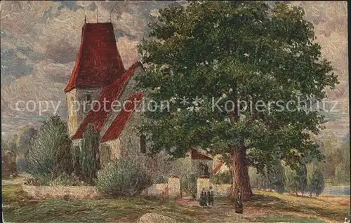 Hoy Walter Dorfkirche Nr. 1078 Baum  / Kuenstlerkarte /