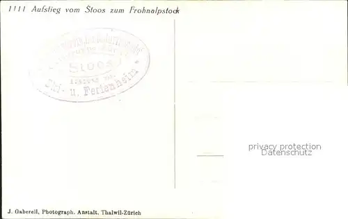 Foto Gaberell J. Nr. 1111 Aufstieg Stoos Frohnalpstock Kat. Fotografie Schweiz