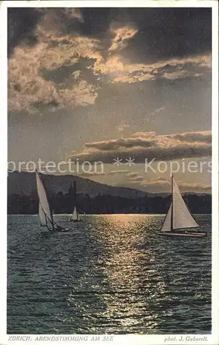 Foto Gaberell J. Nr. 10205 Zuerich Segelboote See Kat. Fotografie Schweiz