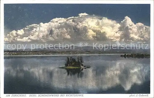 Foto Gaberell J. Nr. 4575 Zuerichsee Insel Schoenenwerd Richterswil Kat. Fotografie Schweiz