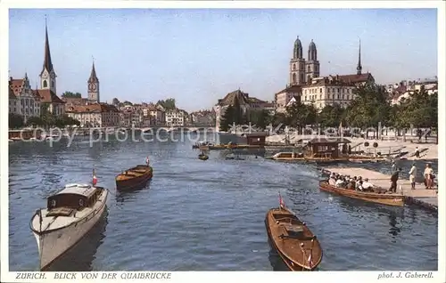 Foto Gaberell J. Nr. 6758 Zuerich Blick von der Quaibruecke Boote Kat. Fotografie Schweiz