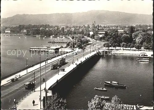 Strassenbahn Quaibruecke Buerkliplatz Zuerich Stempel 64. EIDG. Turnfest  Kat. Strassenbahn