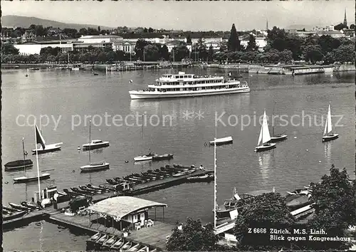 Faehre M.S. Linth Zuerich Kongresshaus Kat. Schiffe