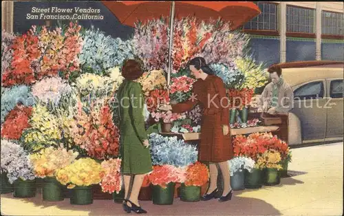 Haendler Blumen Street Flower Vendors San Francisco California Kat. Handel