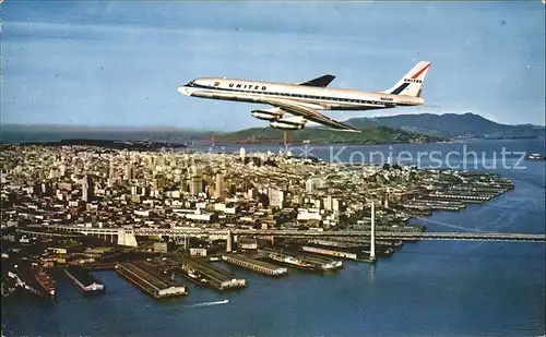 Flugzeuge Zivil United Airlines DC8 Jet San Francisco  Kat. Flug