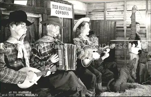 Cowboys Ted Hustead s Drug Store Wall S.D. Mandoline Gitarre Akkordeon Kat. Landwirtschaft