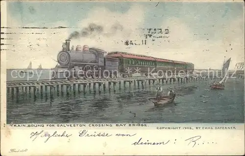 Eisenbahn Lokomotive Galveston Crossing Bay Bridge  Kat. Eisenbahn